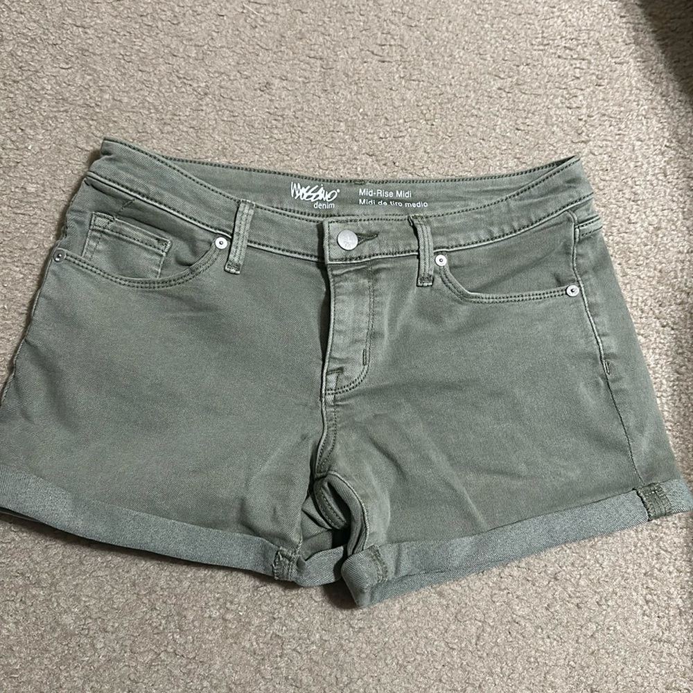 Mossimo olive green denim shorts